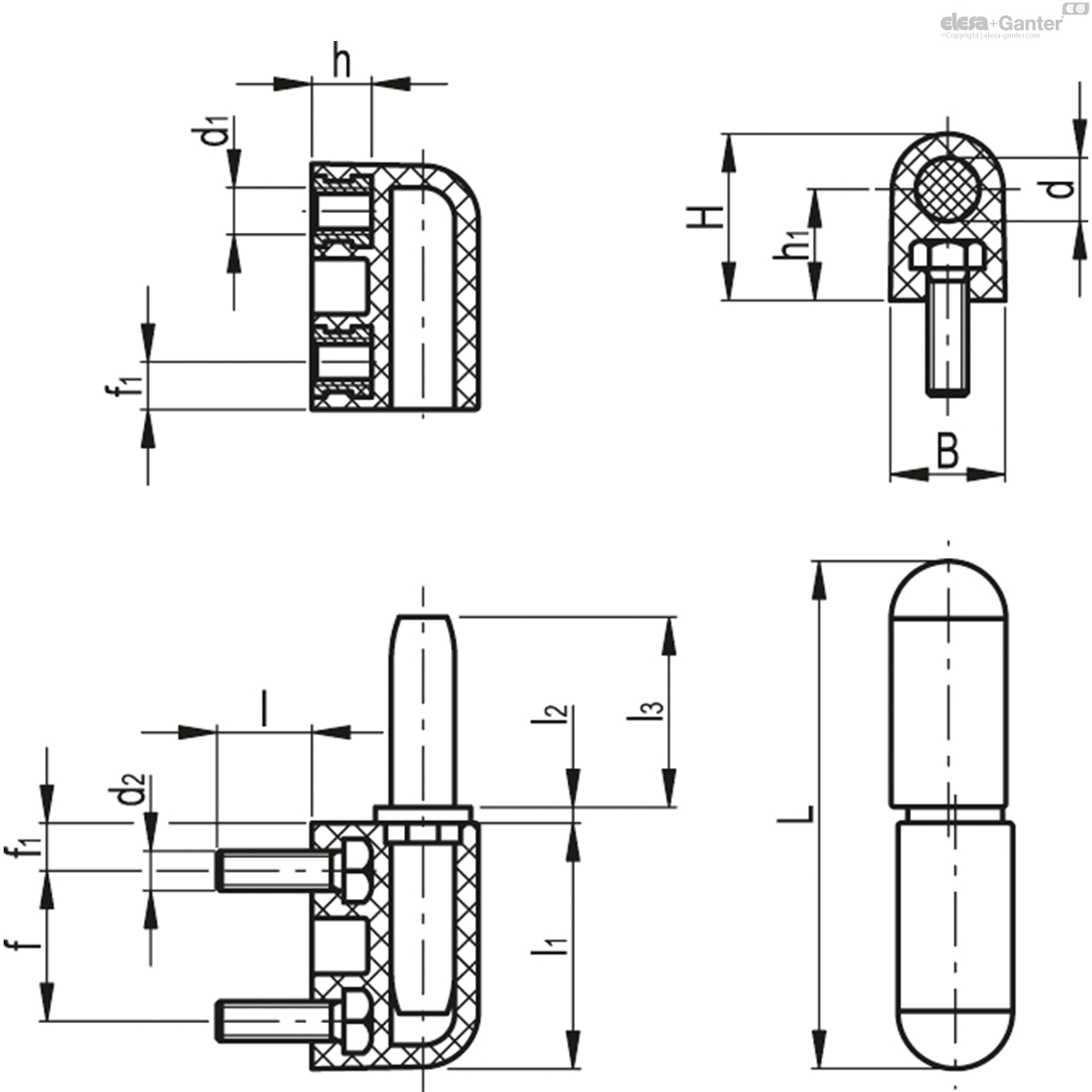 CFN-p-B In line lift-off hinges Nickel-plated steel threaded studs and ...