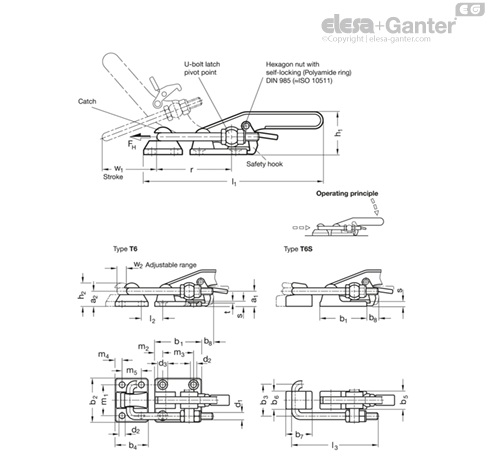 GN Latch Type Toggle Clamps Steel Elesa+Ganter